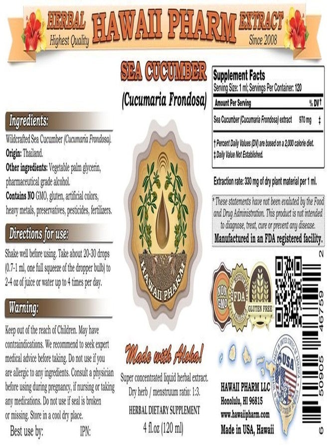 Hawaii Pharm Sea Cucumber Liquid Extract, Sea Cucumber (Cucumaria Frondosa) Tincture, Herbal Supplement, Hawaii Pharm, Made in USA, 2x2 fl.oz - Image 2